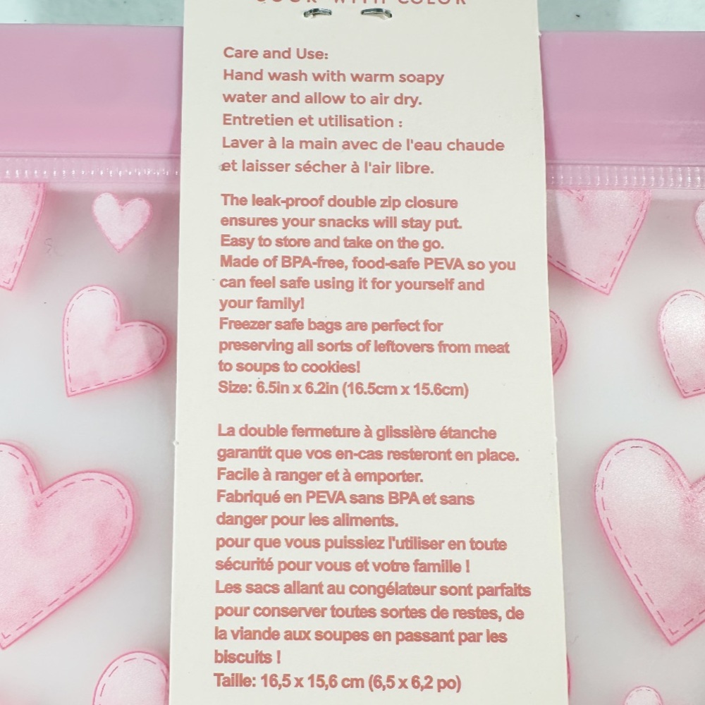 New CWC PINK HEART Reusable Storage Bags - Picture 5 of 7